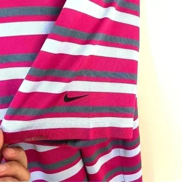 Nike Men's Dri Fit Tech Core Stripe, Ultra 2.0 Golf Polo Pink/White Size XL - Picture 8 of 13